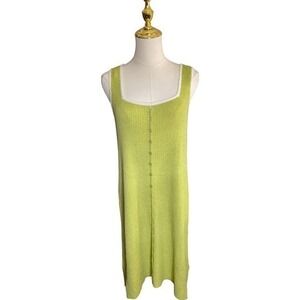 ModCloth Women's Matcha Do About Nothing Sweater Dress‎ L Ribbed Lime Green New